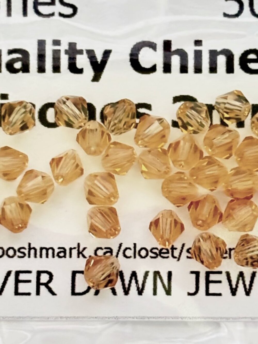 As Low As $2 Light Topaz Quality Chinese Crystal Bicone Beads 3mm (50)